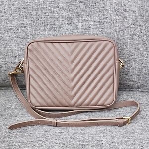 Quince Taupe Quilted Crossbody Bag